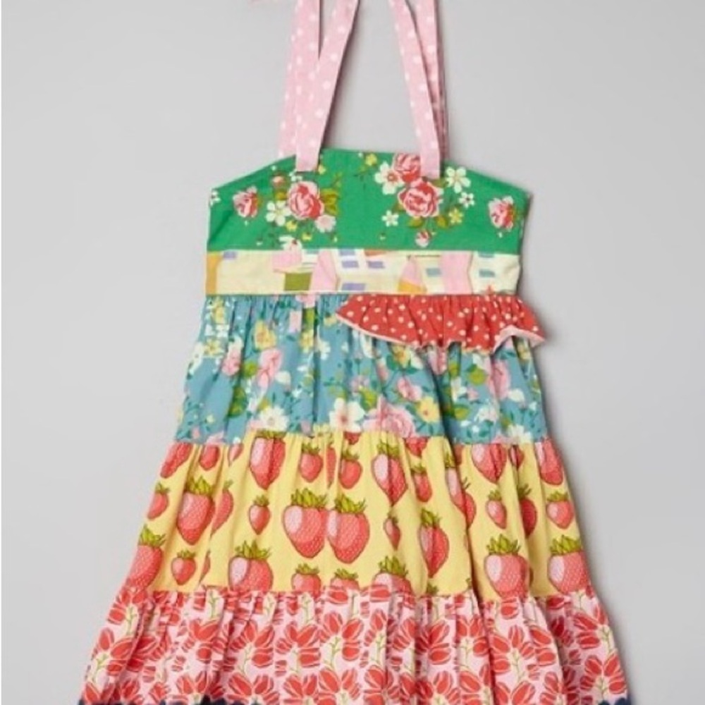 Matilda Jane Girls Colorful Floral and Strawberry Print Dress